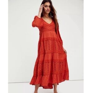 Free People Mockingbird Orange Dress